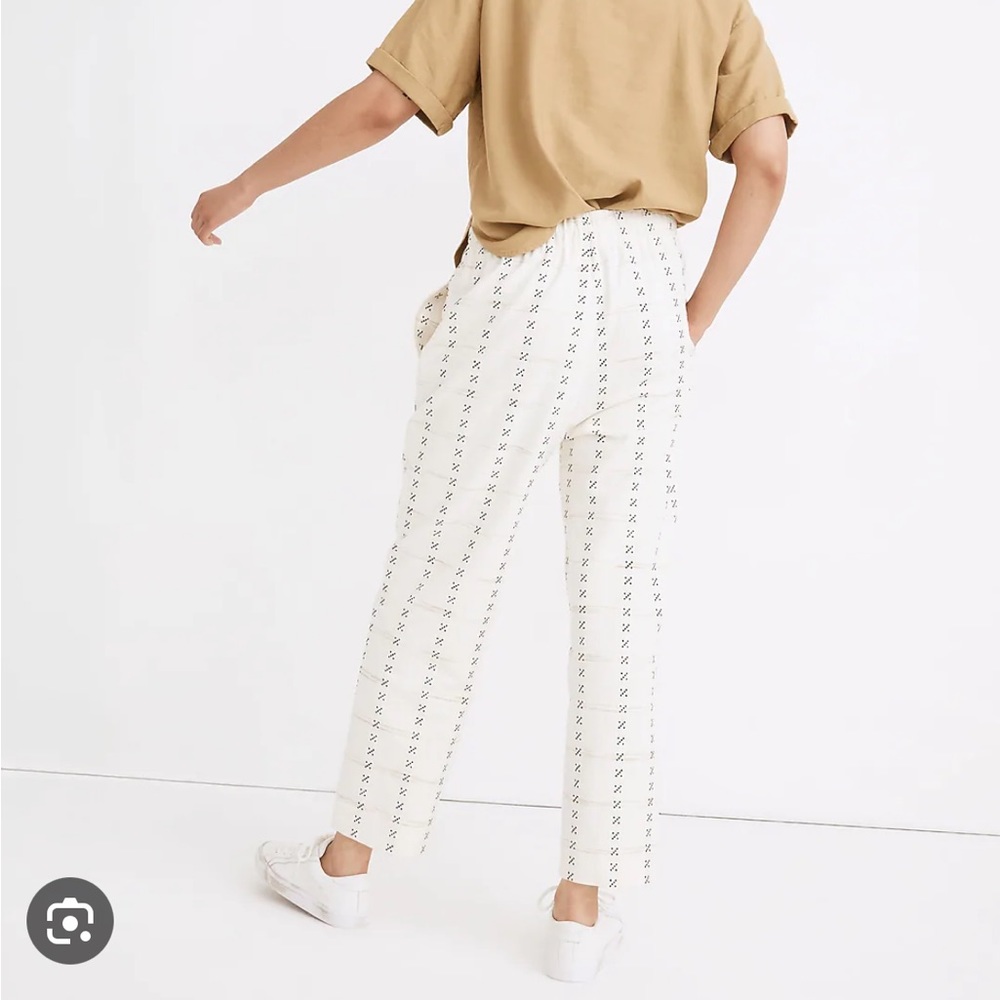 Madewell Huston Jacquard Pull-On Tapered Pants in Antique Cream